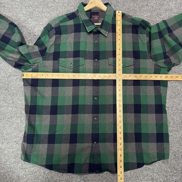 Untuckit Green Navy Buffalo Plaid Flannel Shirt XXXL Tall Casual Style - Picture 7 of 7